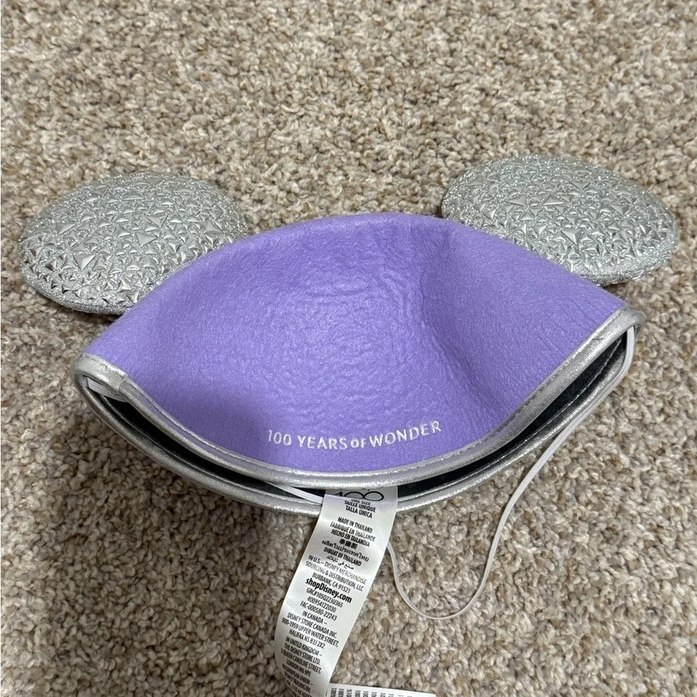 Disney 100 Silver and Purple Mickey Mouse Ears Hat